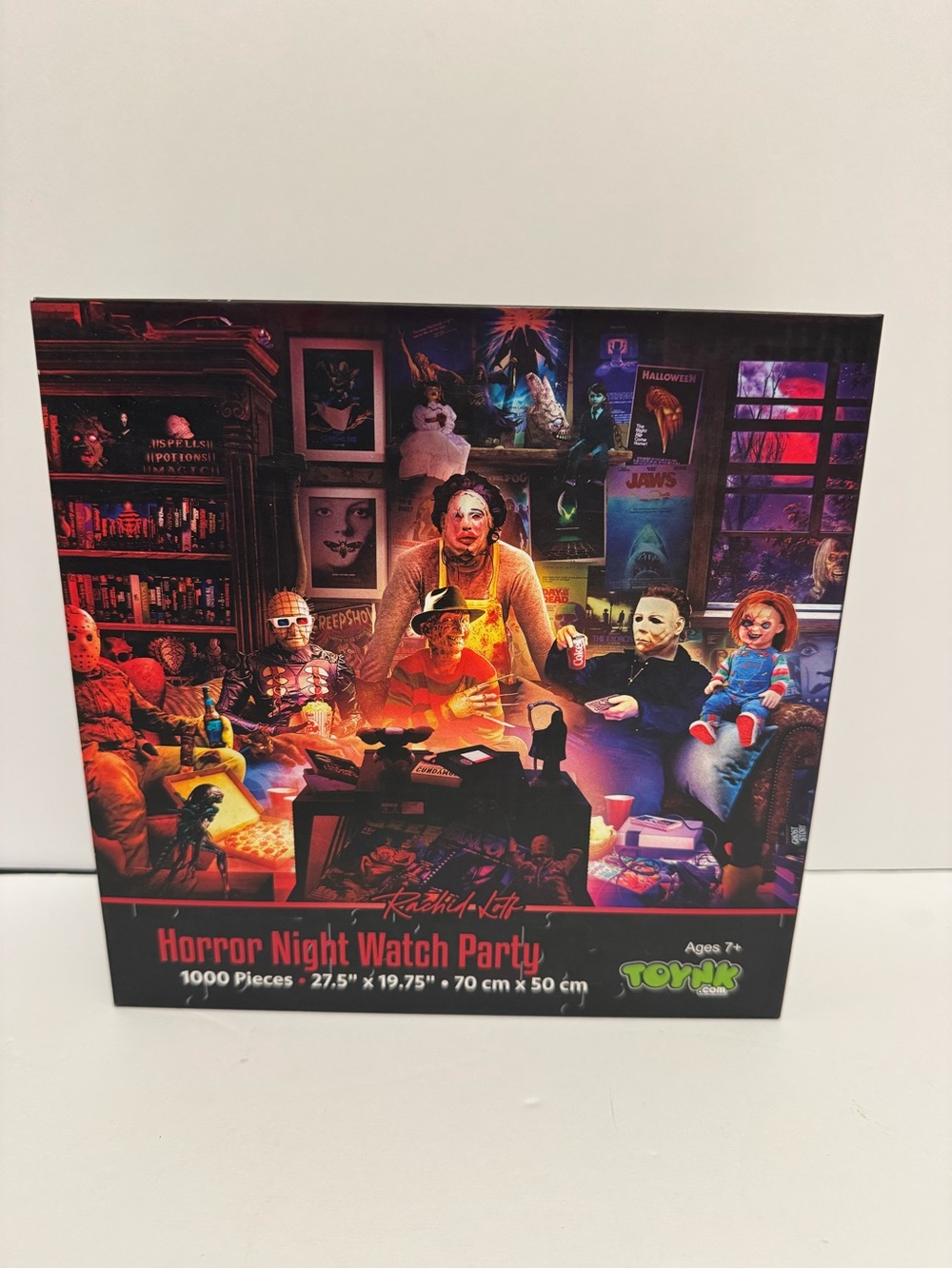 Horror Night Watch Party Puzzle - Red/Black Artwork